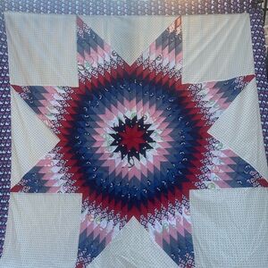 Texas Lone Star Patchwork Cotton Quilt Top/Topper Machine pieced 86x86”